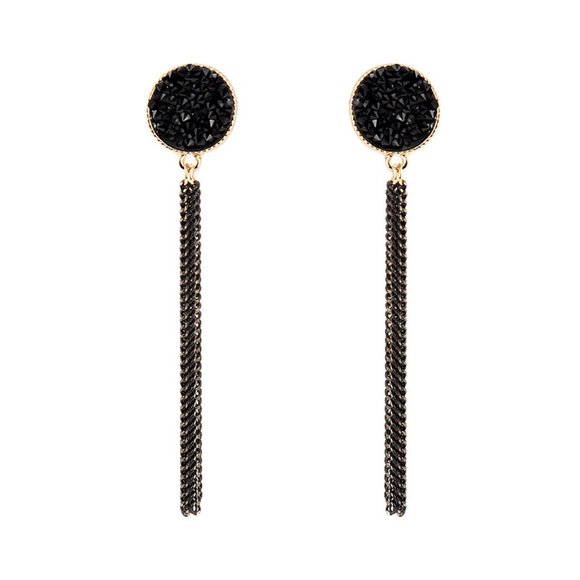 3/$35 Black Rhinestone Diamond Tassel Long Drop Dangle Earrings Jewelry - Picture 7 of 7